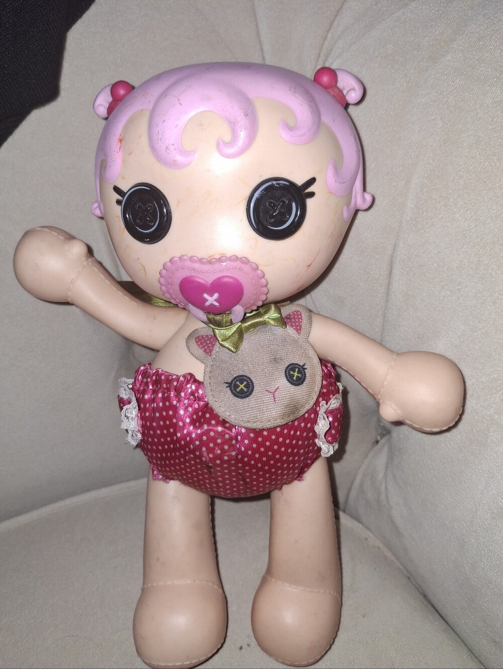 Lalaloopsy8 Inc Pink Baby Doll with Heart Pacifier Some Marks.